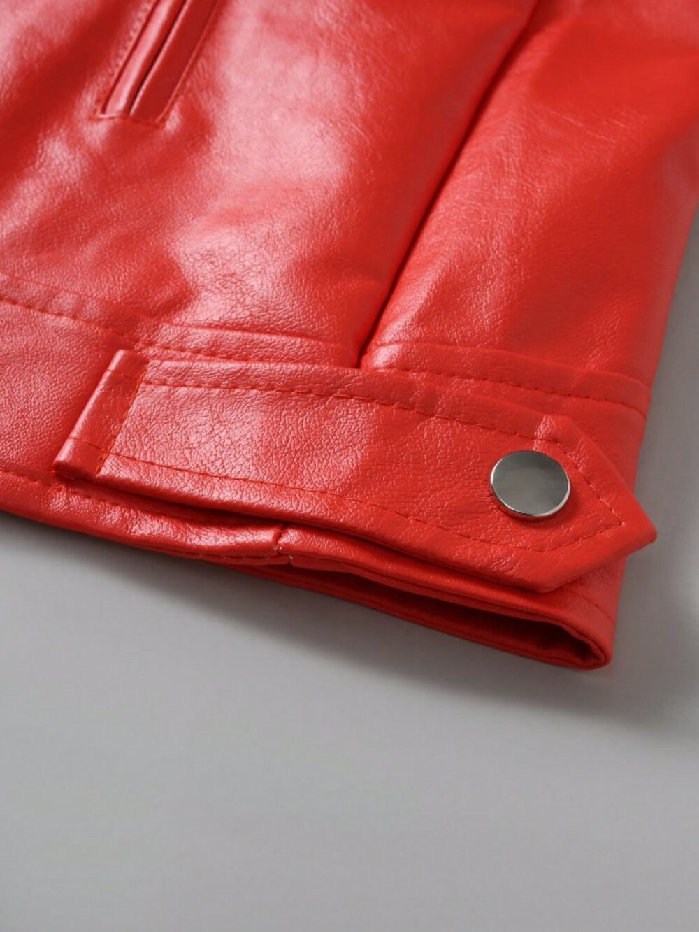 Red Biker Men's Lightweight Stand Collar Jacket - Picture 7 of 7